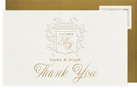 'Antique Acanthus Shield' Wedding Thank You Note