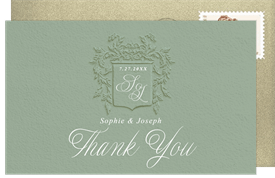 'Antique Acanthus Shield' Wedding Thank You Note