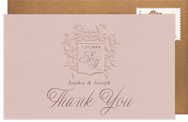 'Antique Acanthus Shield' Wedding Thank You Note