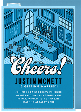 'Bar Crawl' Bachelor Party Invitation