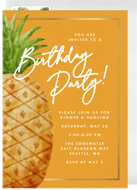 'Summer Pineapple' Adult Birthday Invitation