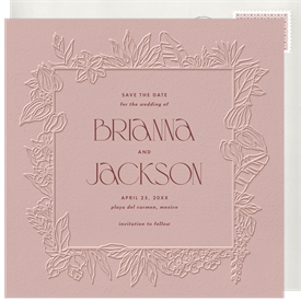 'Embossed Tropics' Wedding Save the Date