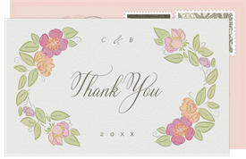 'Painted Blooms' Wedding Thank You Note