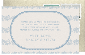 'Delicate Rose Motif' Wedding Thank You Note