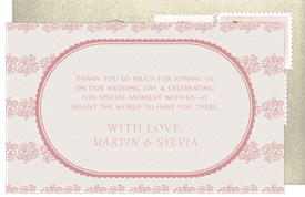 'Delicate Rose Motif' Wedding Thank You Note