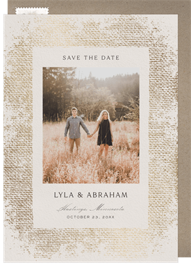 'Foiled Burlap' Wedding Save the Date