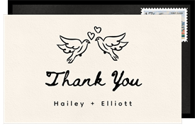 'Handdrawn Lovebirds' Wedding Thank You Note