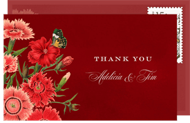 'Romantic Vintage Bouquet' Wedding Thank You Note