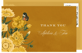 'Romantic Vintage Bouquet' Wedding Thank You Note