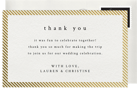 'Pressed Stripes' Wedding Thank You Note