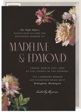 'Painted Peonies' Rehearsal Dinner Invitation