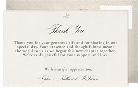 'Delicate Letterpress Leaves' Wedding Thank You Note