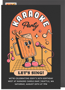 'Karaoke Party!' Adult Birthday Invitation