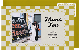 'Wavy Checkers' Wedding Thank You Note