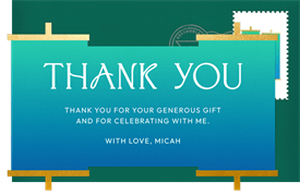 'Die Cut Torah' Bar Mitzvah Thank You Note