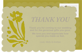 'Bold Letterpress Florals' Wedding Thank You Note