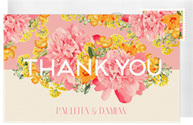 'Two Tone Florals' Wedding Thank You Note