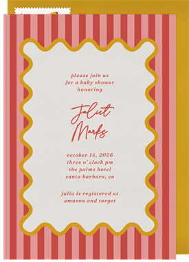 'Stripes and Scallops' Baby Shower Invitation