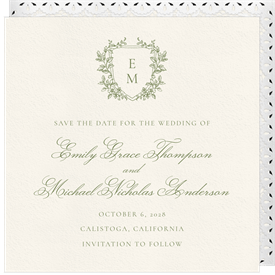 'Vintage Floral Crest' Wedding Save the Date