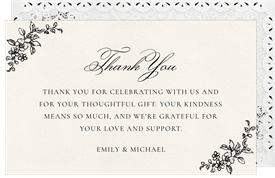 'Vintage Floral Crest' Wedding Thank You Note