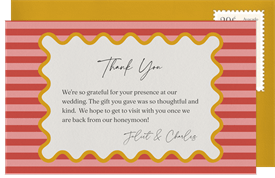 'Stripes and Scallops' Wedding Thank You Note
