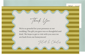 'Stripes and Scallops' Wedding Thank You Note