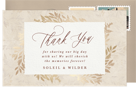 'Botanical Textures' Wedding Thank You Note