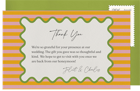 'Stripes and Scallops' Wedding Thank You Note