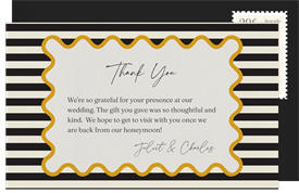 'Stripes and Scallops' Wedding Thank You Note