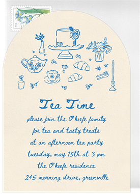'Dainty Doodles' Tea Party Invitation