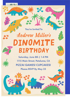 'Dinomite' Kids Birthday Invitation