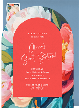 'Vibrant Floral Arch' Sweet 16 Invitation