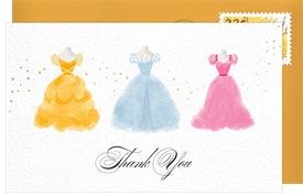 'Princess Gowns' Kids Birthday Thank You Note