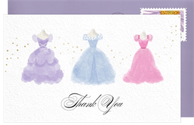 'Princess Gowns' Kids Birthday Thank You Note