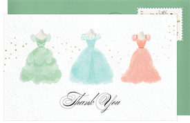 'Princess Gowns' Kids Birthday Thank You Note