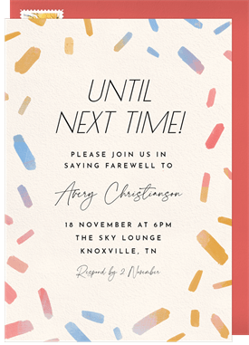 'Brush Stroke Confetti' Going Away Party Invitation