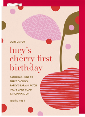 'Cherry On Top' Kids Birthday Invitation