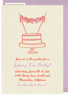 'Ribboned Cake' Tea Party Invitation