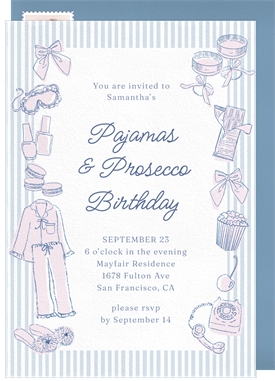 'Pajamas and Prosecco' Adult Birthday Card