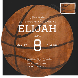 'Hand-painted Basketball' Kids Birthday Invitation