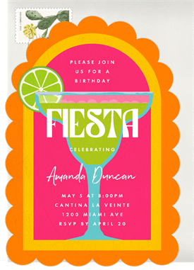 'Fiesta Margarita' Adult Birthday Invitation