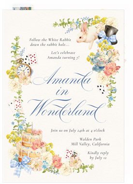 'Vintage Alice in Wonderland' Kids Birthday Invitation