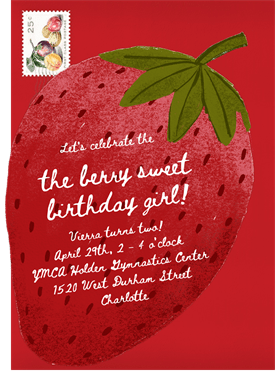 'Giant Strawberry' Kids Birthday Invitation