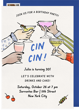 'Cin Cin!' Adult Birthday Invitation