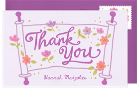 'Floral Torah' Bat Mitzvah Thank You Note