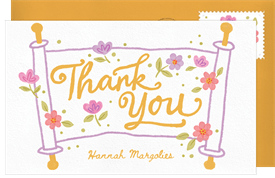 'Floral Torah' Bat Mitzvah Thank You Note