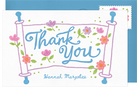 'Floral Torah' Bat Mitzvah Thank You Note