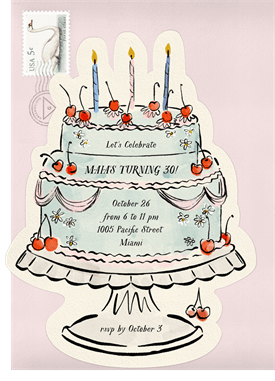 'Charming Cake' Adult Birthday Invitation