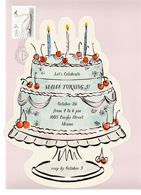 'Charming Cake' Kids Birthday Invitation
