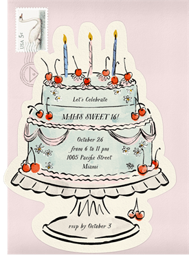 'Charming Cake' Sweet 16 Invitation